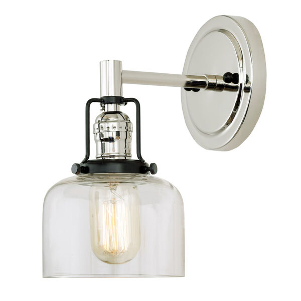 Nob Hill Shyra Polished Nickel and Black One-Light Wall Sconce, image 1